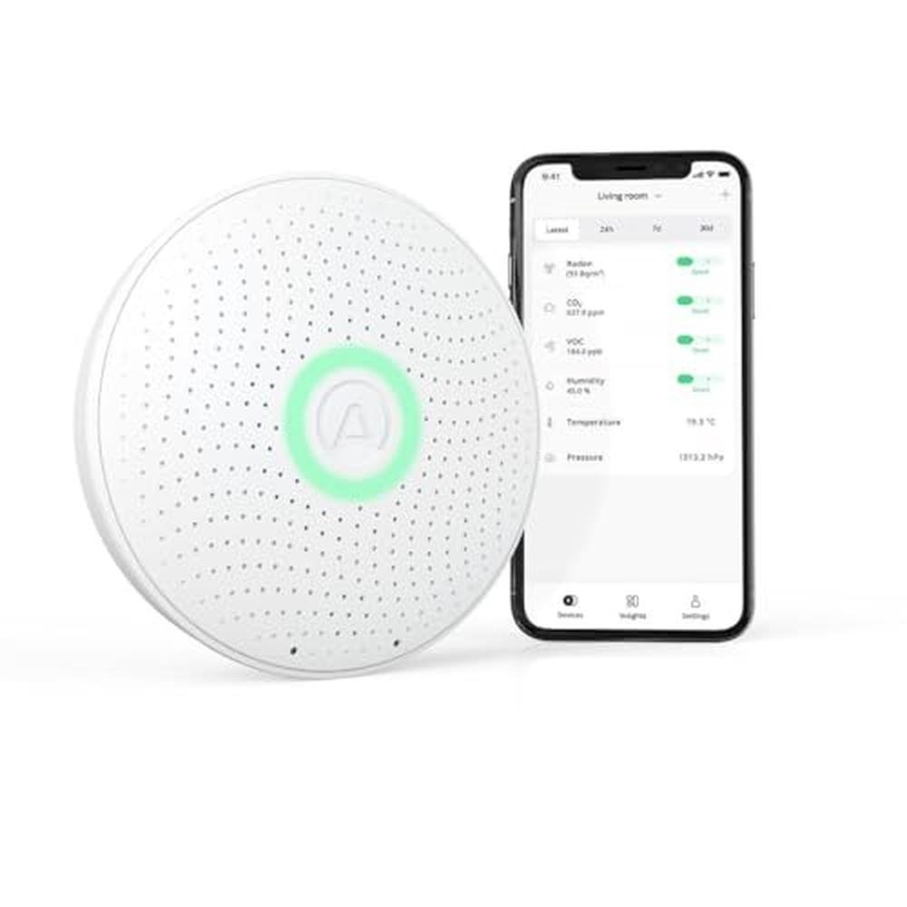Airthings 2930 Wave Plus: Radon & Air Quality Monitor – Front View