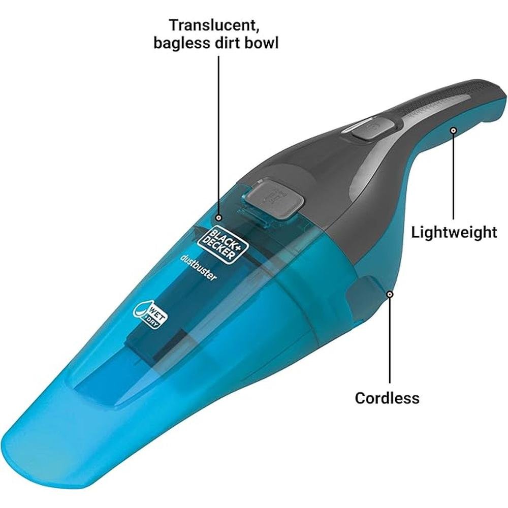 Black Decker Handheld Vacuum: Black Decker HNVC215BW52 – Side View