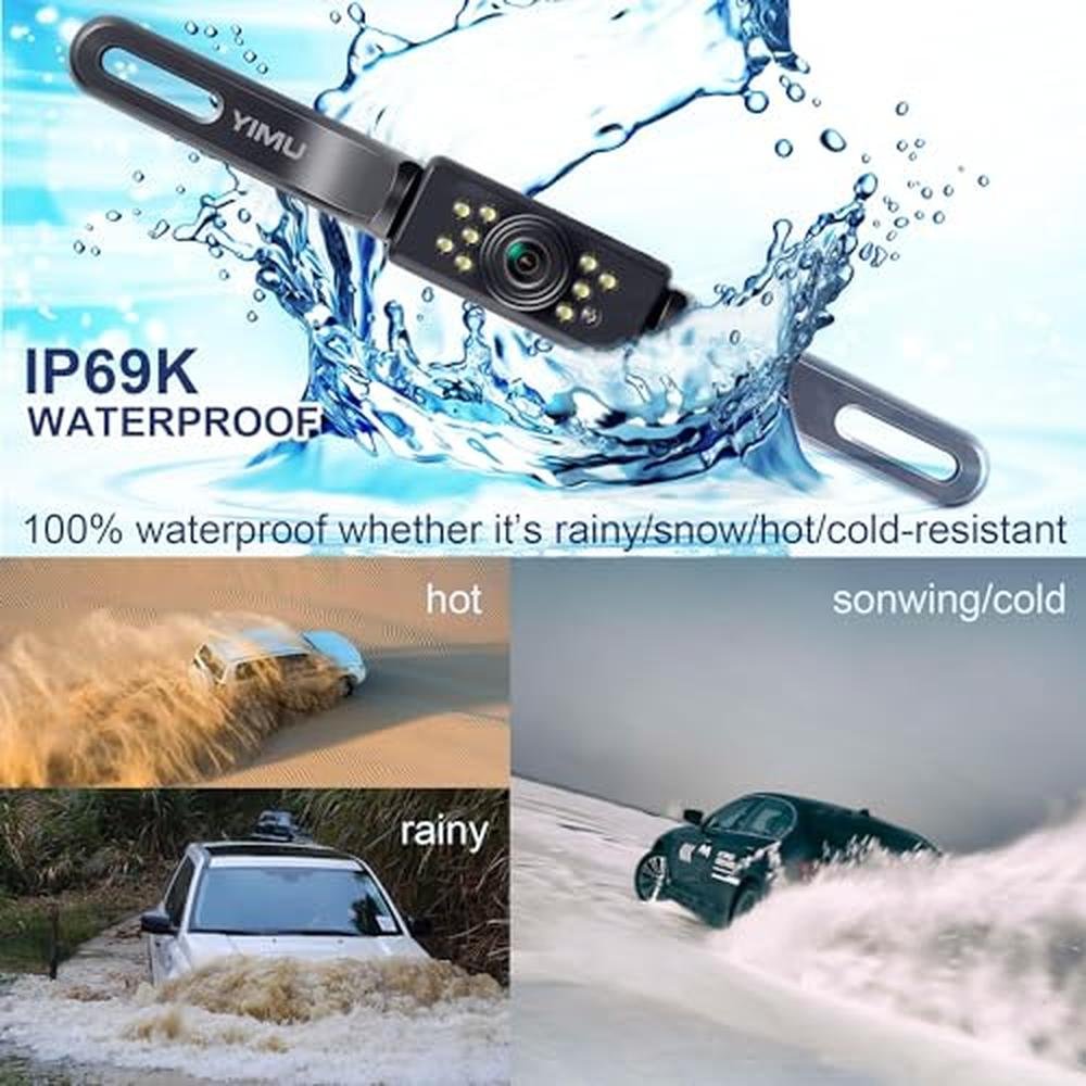 Rear Camera: YIMU Car Backup Camera with 7 LED Lights – In Use