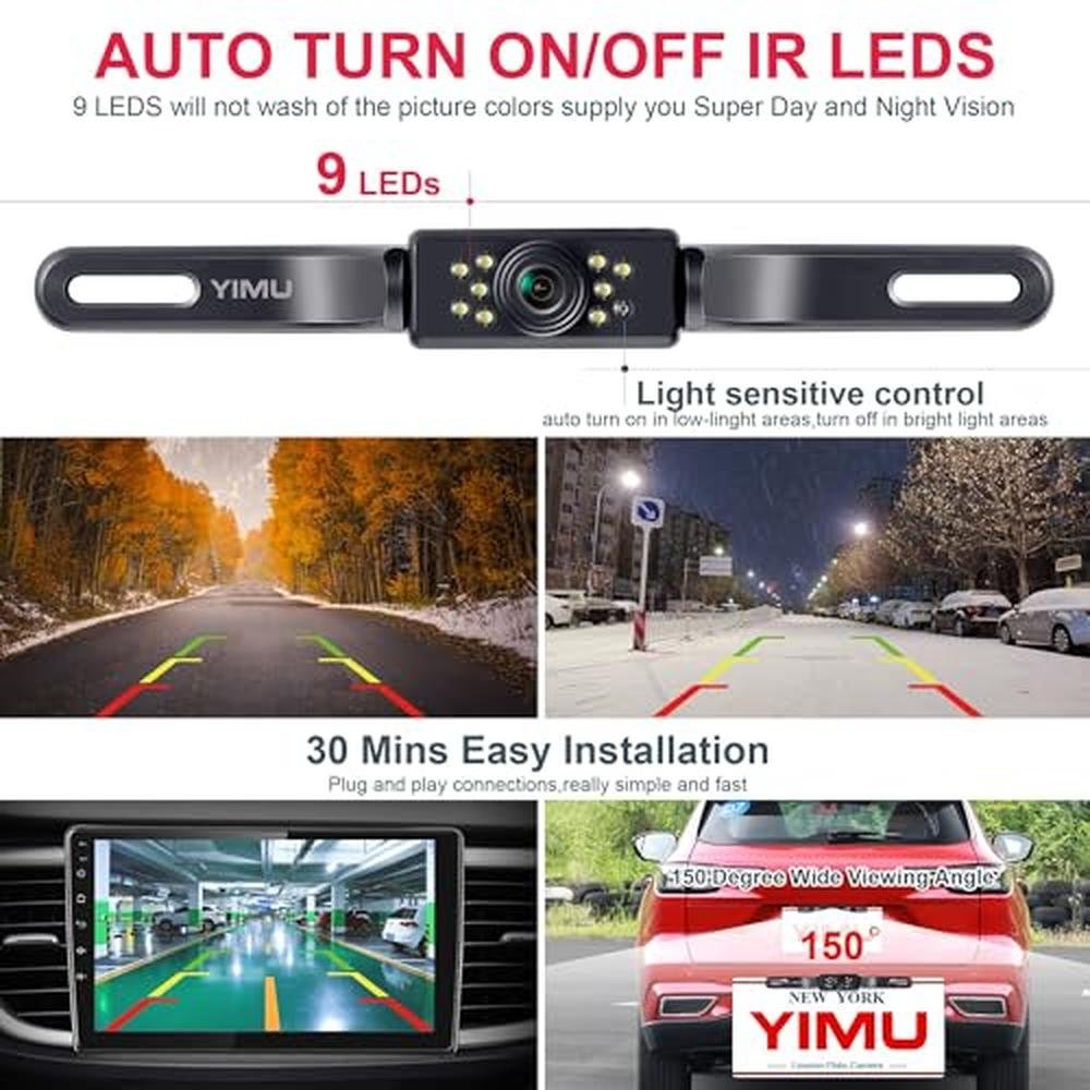 Rear Camera: YIMU Car Backup Camera with 7 LED Lights – Packaging