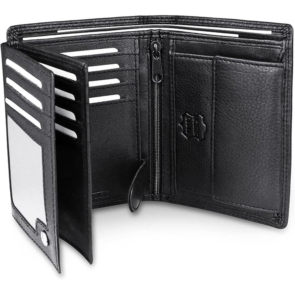 Men's Trifold Wallet: Nappa Leather 15 Card Slots RFID – Front View
