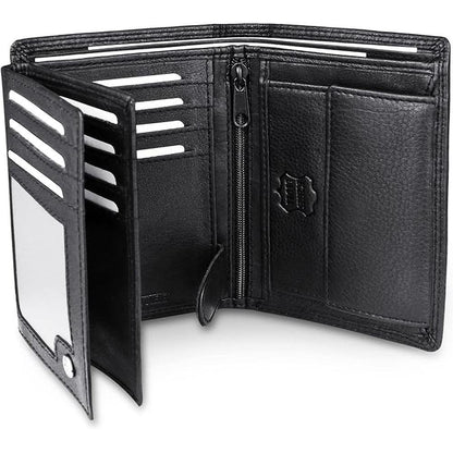 Men's Trifold Wallet: Nappa Leather 15 Card Slots RFID – Front View