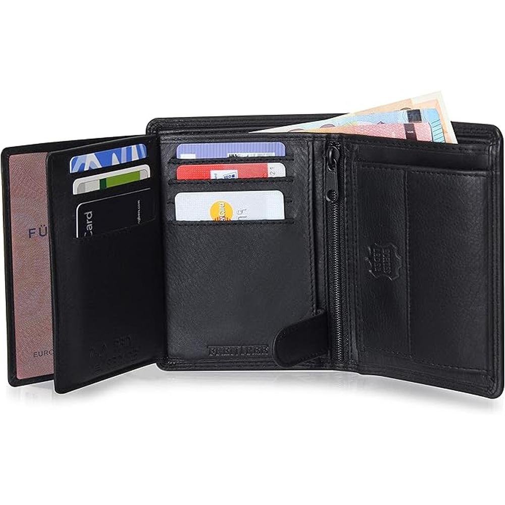 Men's Trifold Wallet: Nappa Leather 15 Card Slots RFID – Side View