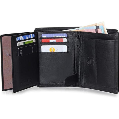 Men's Trifold Wallet: Nappa Leather 15 Card Slots RFID – Side View