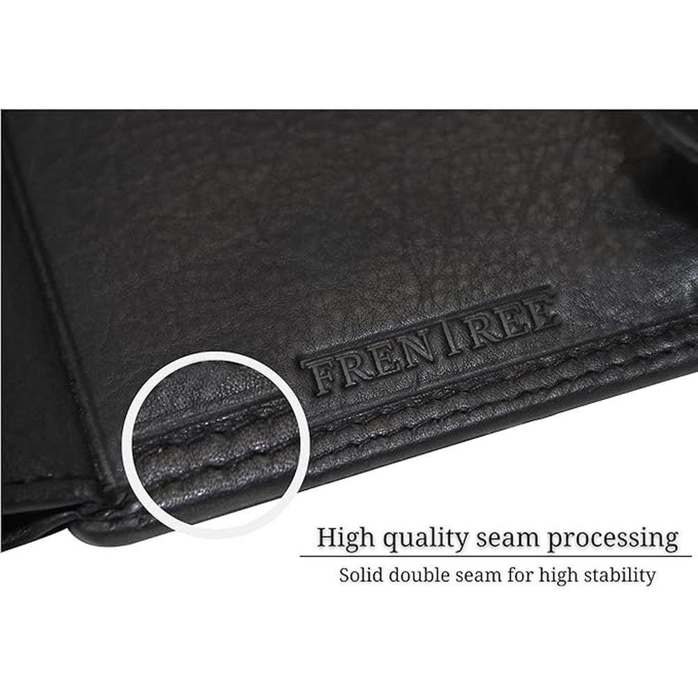 Men's Trifold Wallet: Nappa Leather 15 Card Slots RFID – Close-up Detail