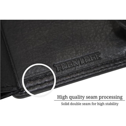 Men's Trifold Wallet: Nappa Leather 15 Card Slots RFID – Close-up Detail