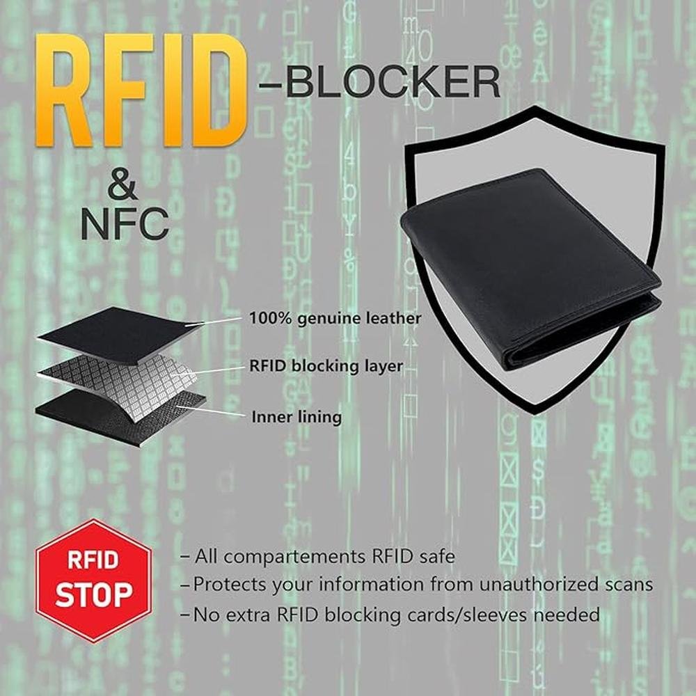 Men's Trifold Wallet: Nappa Leather 15 Card Slots RFID – In Use
