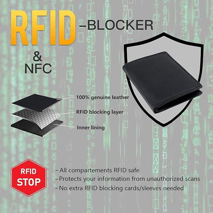 Men's Trifold Wallet: Nappa Leather 15 Card Slots RFID – In Use