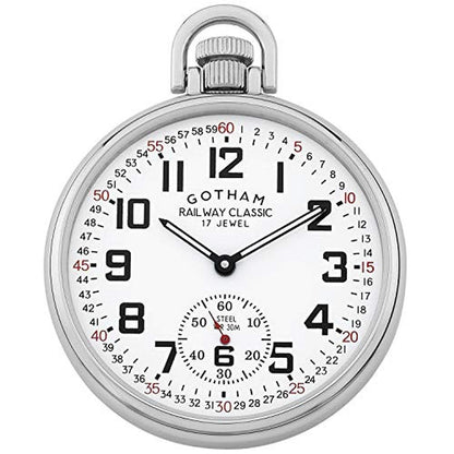 Gotham Men's Stainless Steel Mechanical Hand Wind Railroad – Front View
