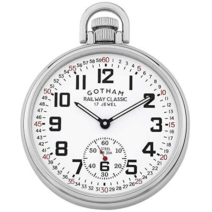 Gotham Men's Stainless Steel Mechanical Hand Wind Railroad – Front View