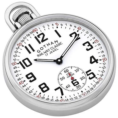 Gotham Men's Stainless Steel Mechanical Hand Wind Railroad – Side View