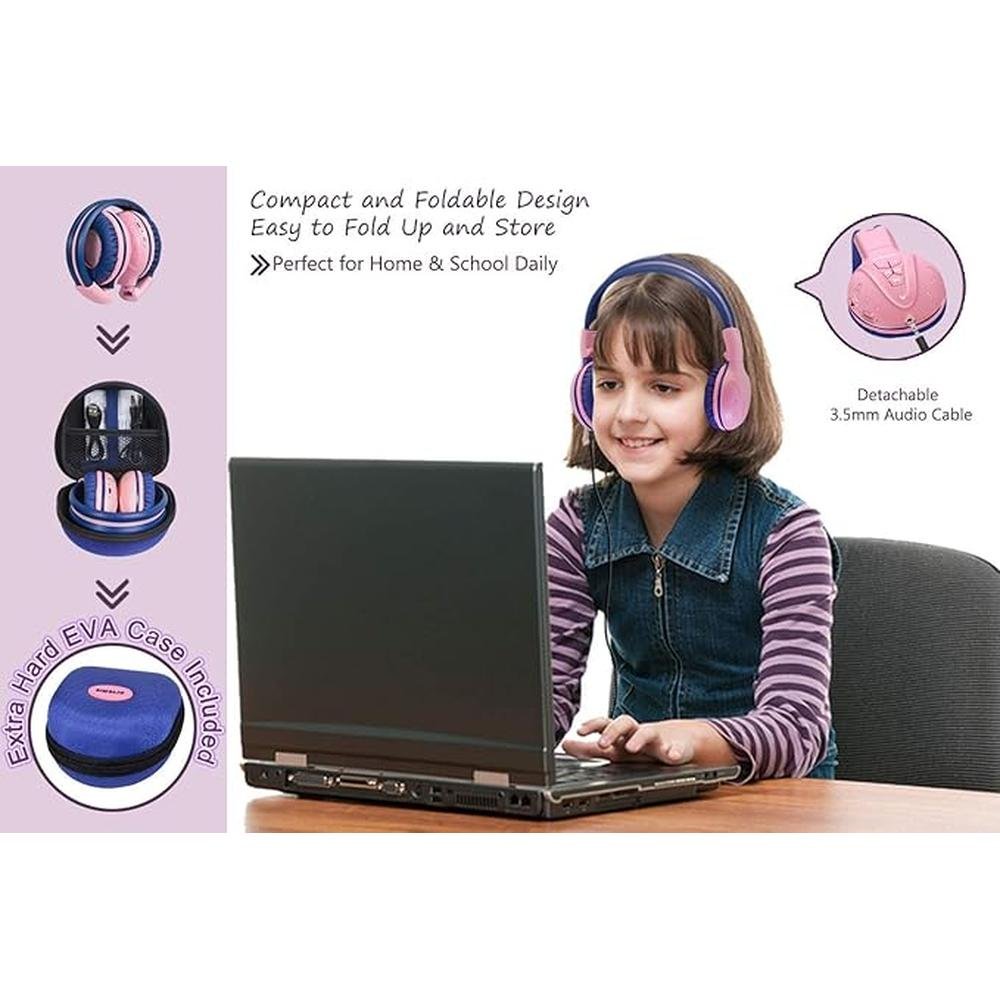 SIMOLIO Kids Wireless Headphones Girls with Volume Limited – Side View
