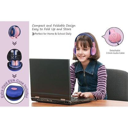 SIMOLIO Kids Wireless Headphones Girls with Volume Limited – Side View