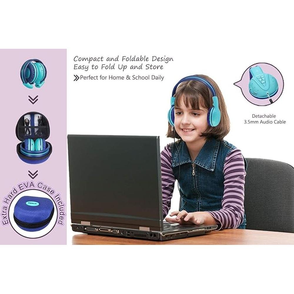 SIMOLIO Kids Bluetooth Headphones with Microphone – Side View