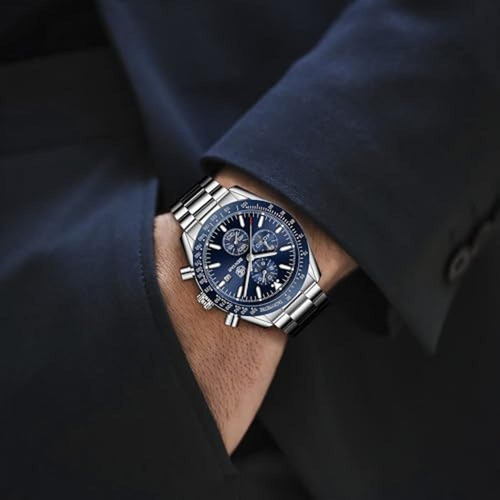 Men Watches: BY BENYAR Analog Quartz Chronograph Waterproof – Close-up Detail