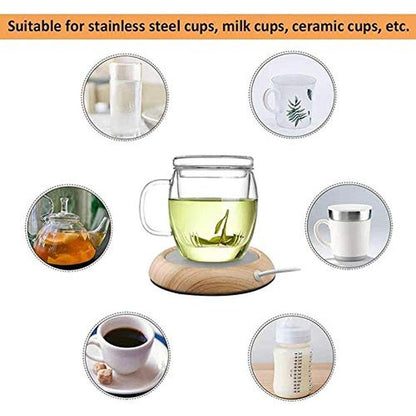 Grain Warmer: GOTOTOP USB Heated Coaster Wood Grain Cup – In Use