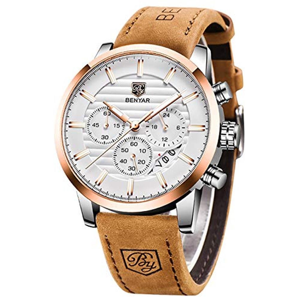 Watches Quartz: BENYAR Mens Quartz Chronograph Business – Front View