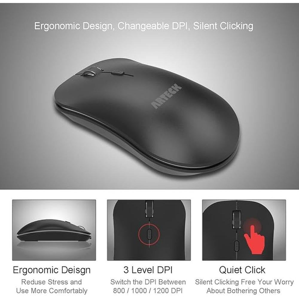 Keyboard Mouse: Arteck 2.4G Wireless Combo Ultra-Compact – Close-up Detail