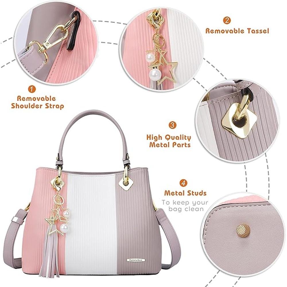 Handbags for Women with Multiple Internal Pockets in Pretty – In Use