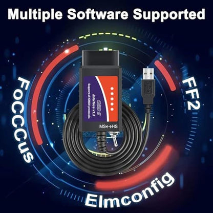 ELM327 USB Adapter OBD2 Scanner for Windows – Close-up Detail
