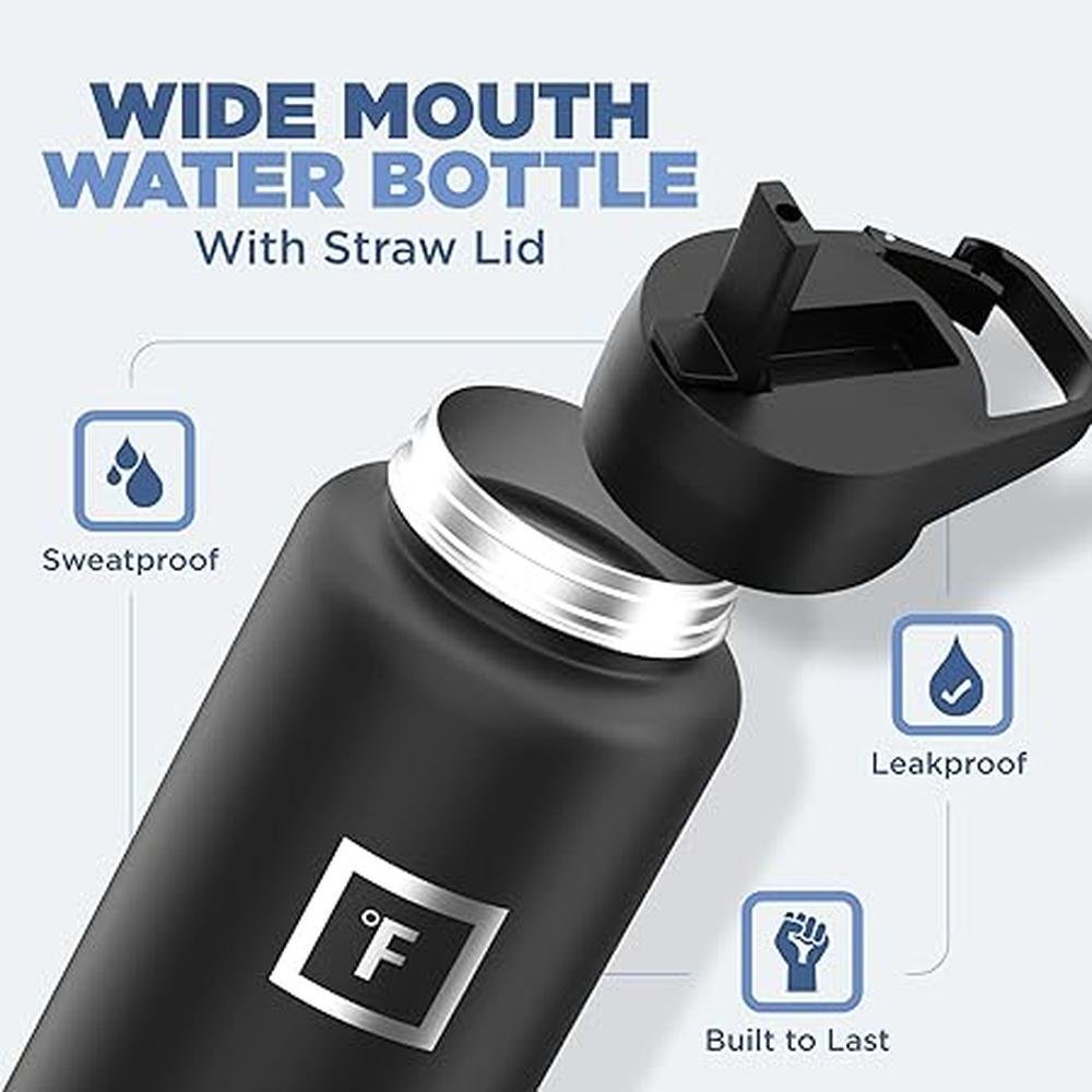 IRON FLASK Camping & Hiking Hydration Flask with 3 Lids – Side View