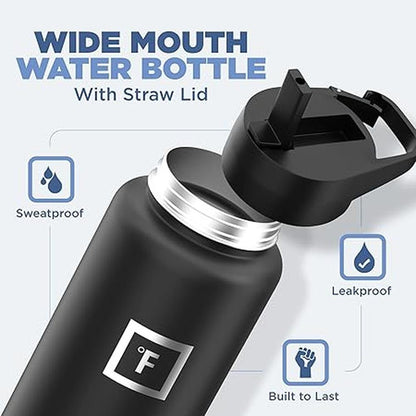 IRON FLASK Camping & Hiking Hydration Flask with 3 Lids – Side View
