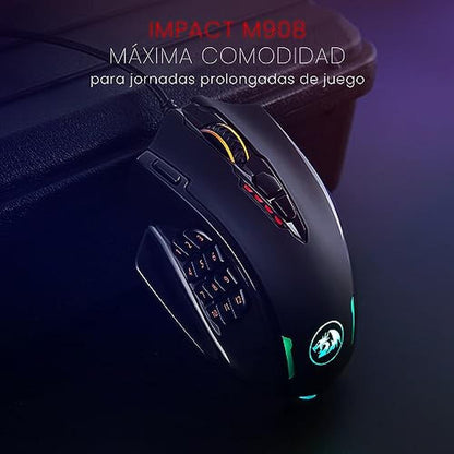 Redragon M908 12400 DPI Impact MMO Gaming Mouse w/ 18 – Side View