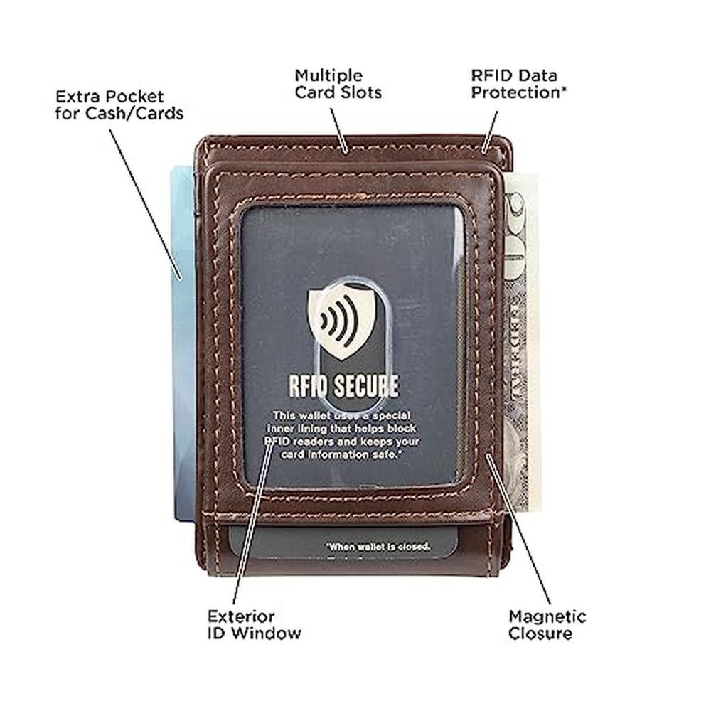 Dockers Men's Front Pocket Wallet Brown One Size – Close-up Detail