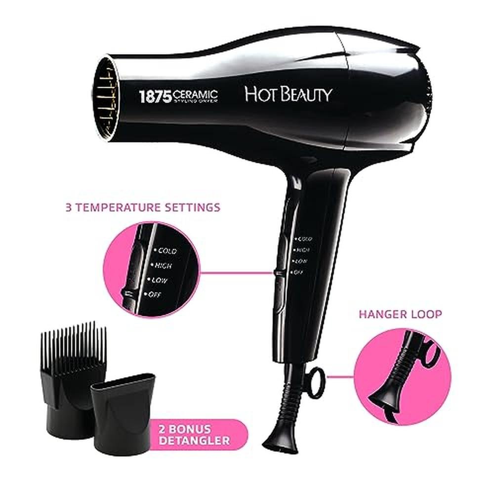 Hot Beauty: 1875 Ceramic Styler Hair Styling Blow Dryer – Close-up Detail