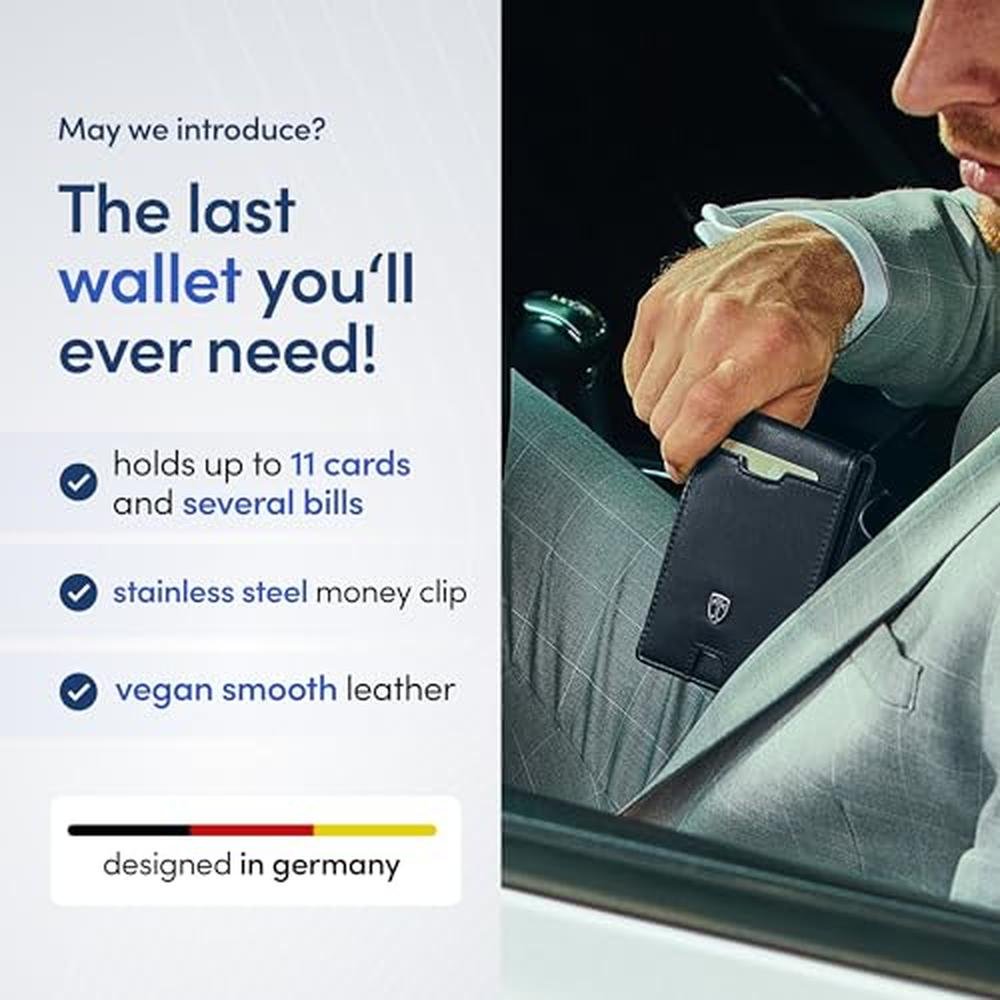 TRAVANDO Mens Slim Wallet: Austin RFID Blocking Bifold – Side View