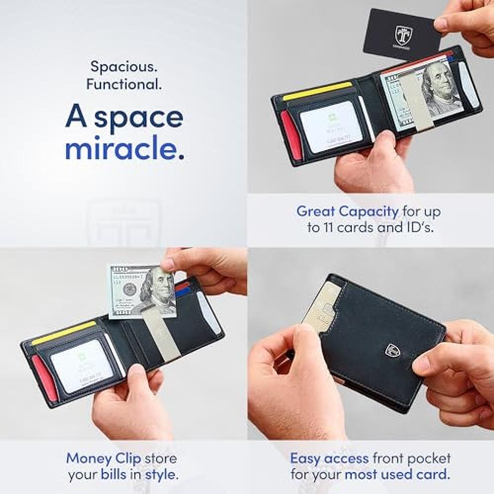 TRAVANDO Mens Slim Wallet: Austin RFID Blocking Bifold – Close-up Detail