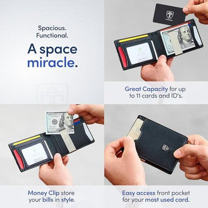 TRAVANDO Mens Slim Wallet: Austin RFID Blocking Bifold – Close-up Detail