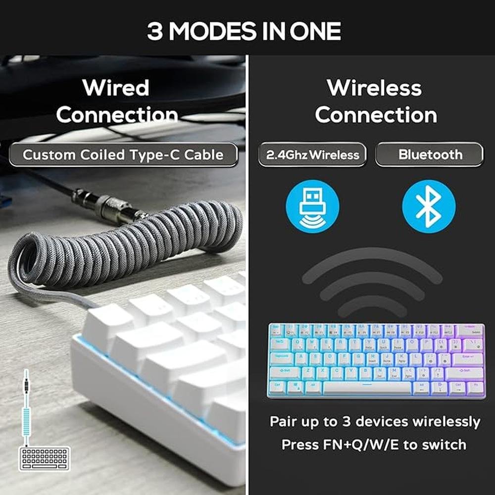 Keyboard Bluetooth: RK Royal Kludge RK61 60 Mechanical – Side View