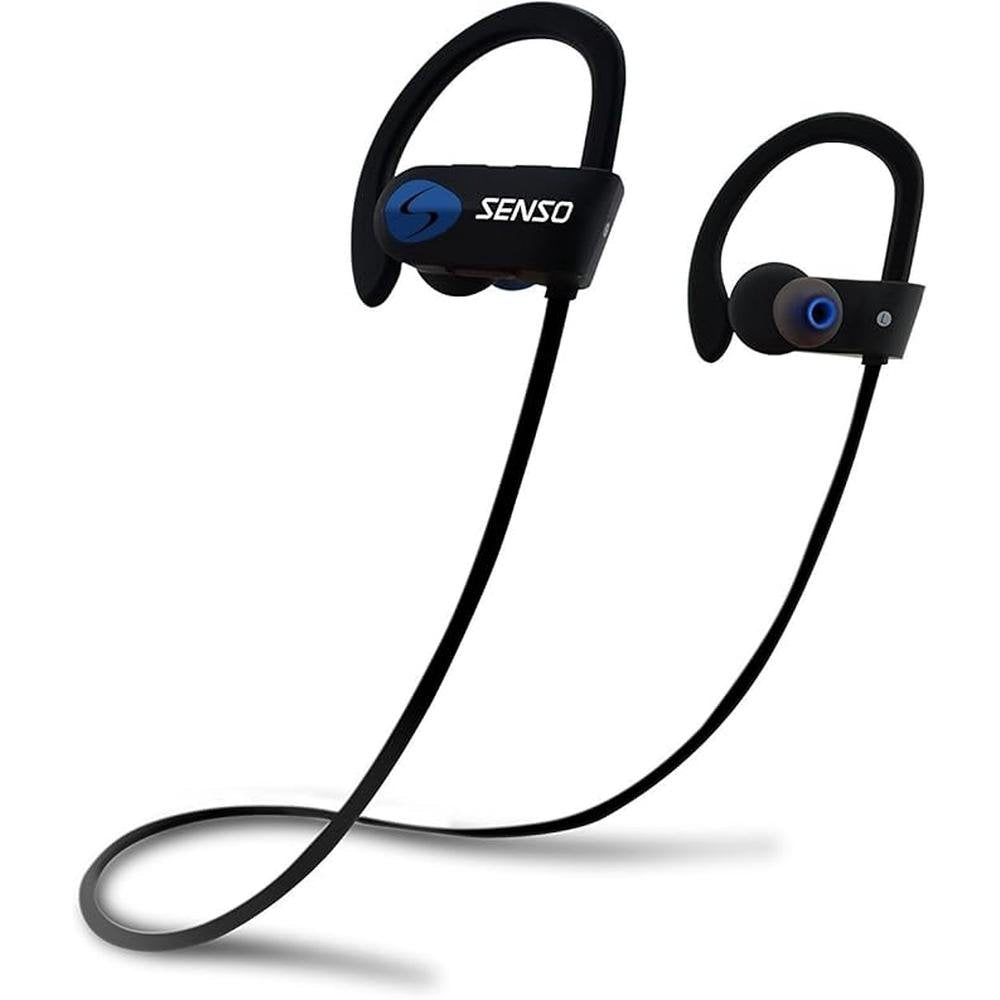 Bluetooth Headphones: Best Wireless Sports Earphones w/Mic – Front View