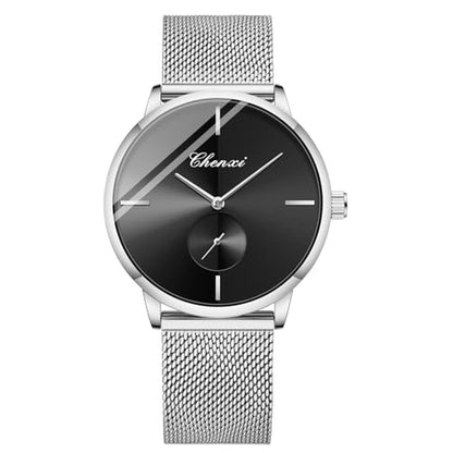 Silver Mastop: MASTOP Swiss Brand Couple Watch Silver Mesh – Side View