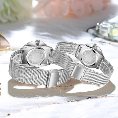 Silver Mastop: MASTOP Swiss Brand Couple Watch Silver Mesh – In Use