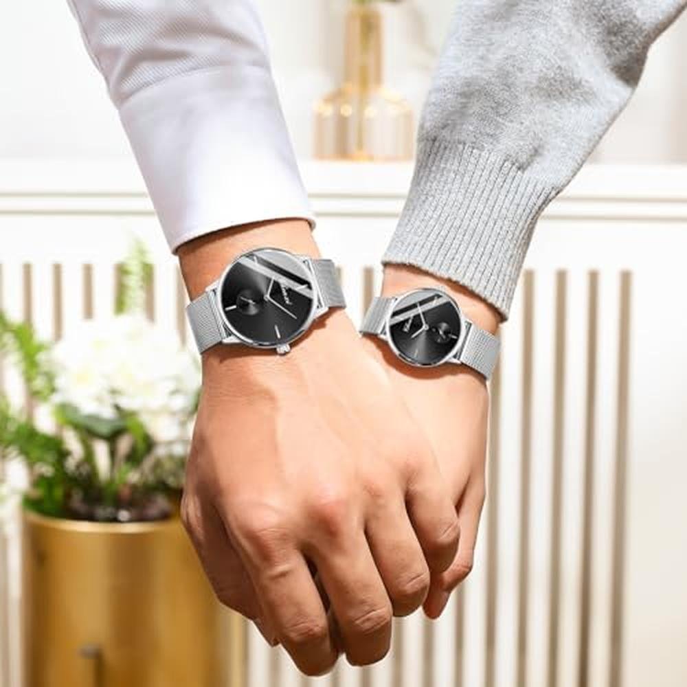 Silver Mastop: MASTOP Swiss Brand Couple Watch Silver Mesh – Packaging