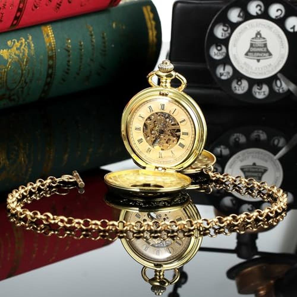 Treeweto Pocket Watch: TREEWETO Vest Chain 14.7 Inch Gold – Close-up Detail