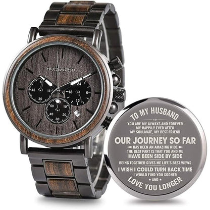 Wooden Watch: 2win Engraved Wooden Watch for Men – Front View