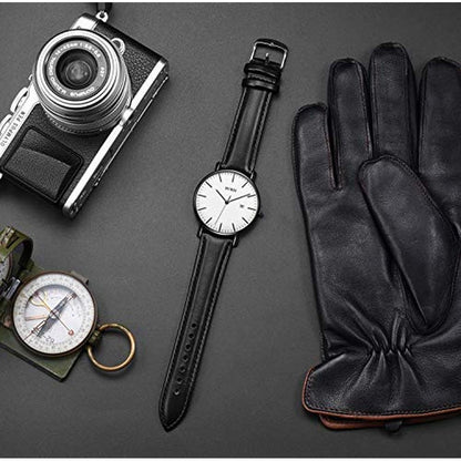 Men Watches: BUREI Fashion Minimalist Waterproof Leather – In Use