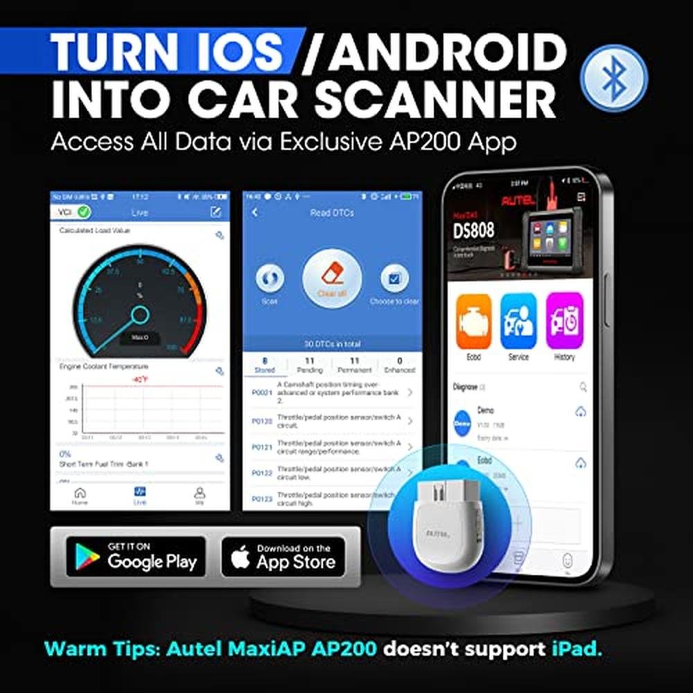 Diagnostic Autel: Autel MaxiAP AP200 OBD2 Scanner Bluetooth – Close-up Detail