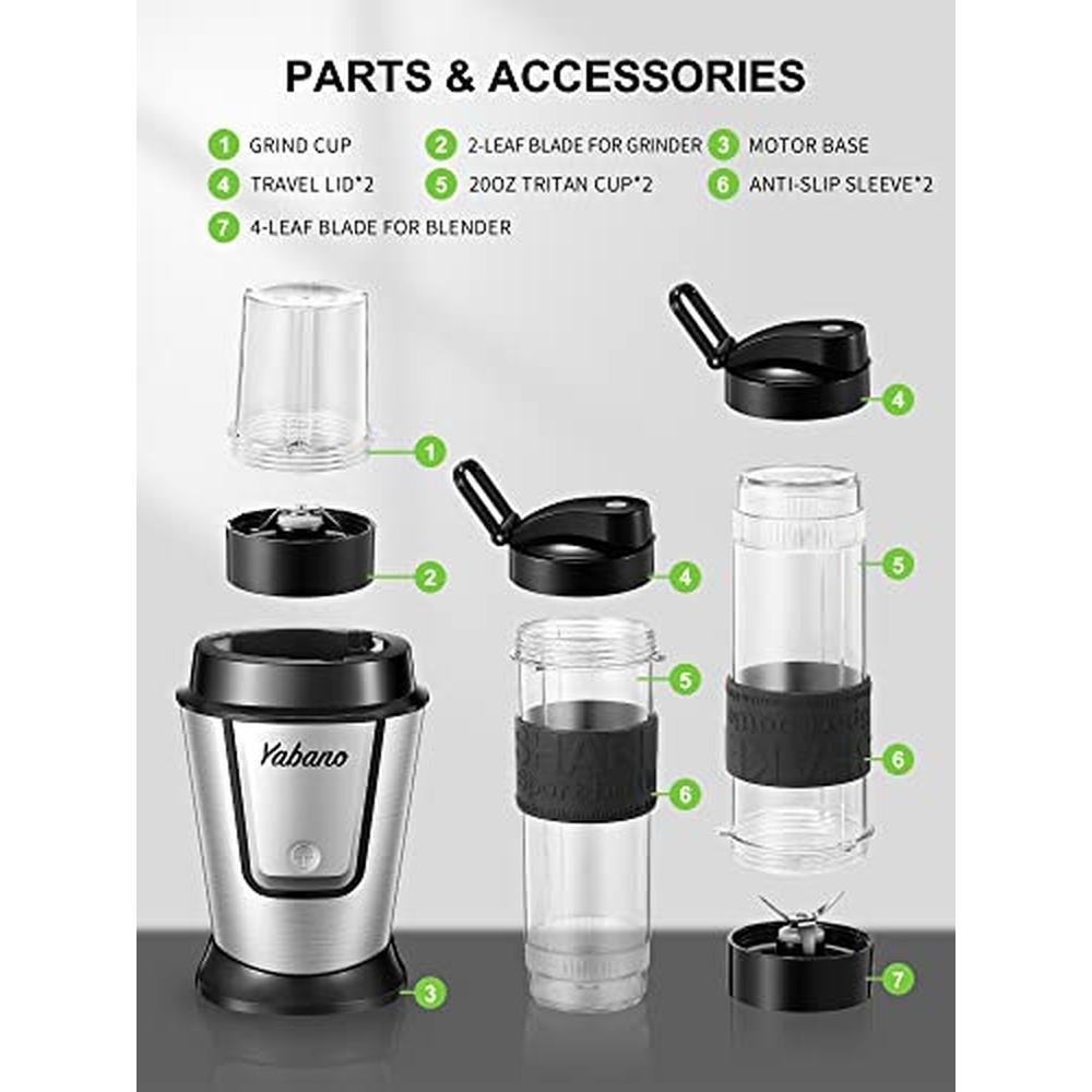 Blender Bottle: Electric Shake Bottle with 2 x 20oz Travel – Side View