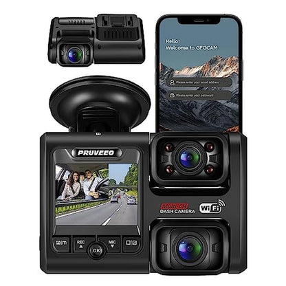 Pruveeo Dash Cam: Front and Inside 1080P Dual FHD Dash – Front View