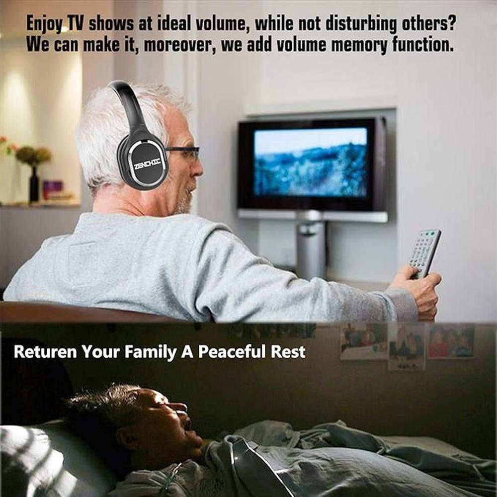 Wireless TV Headphones Over Ear Headsets-RF Transmitter – Close-up Detail