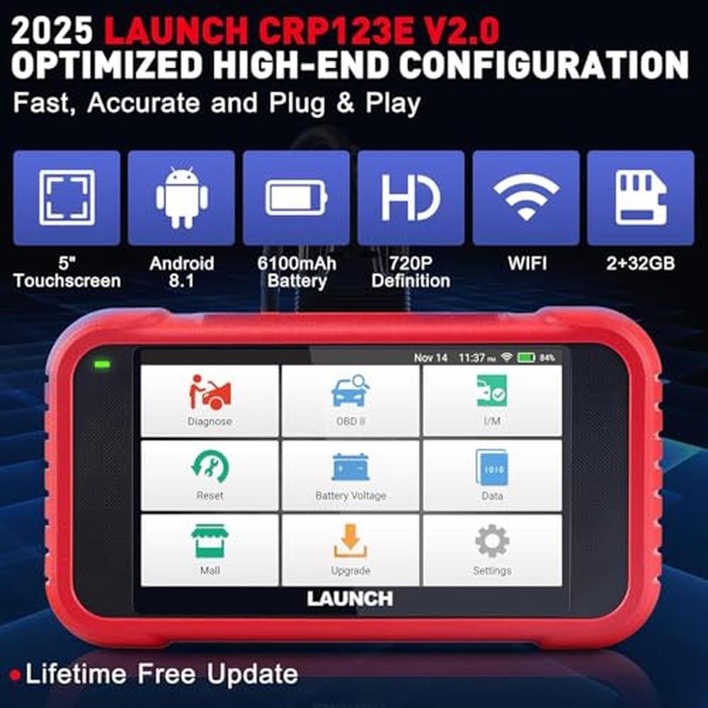 OBD2 Scanner: LAUNCH CRP123E V2.0 Elite Diagnostics Tool – Side View