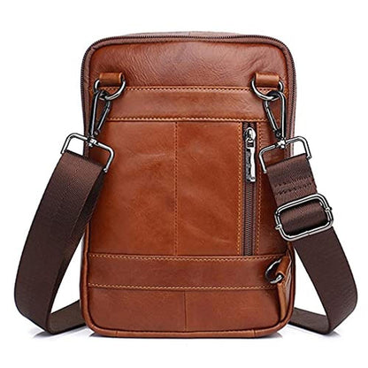 Hebetag Leather: Hebetag Shoulder Bag Messenger Pack – Side View