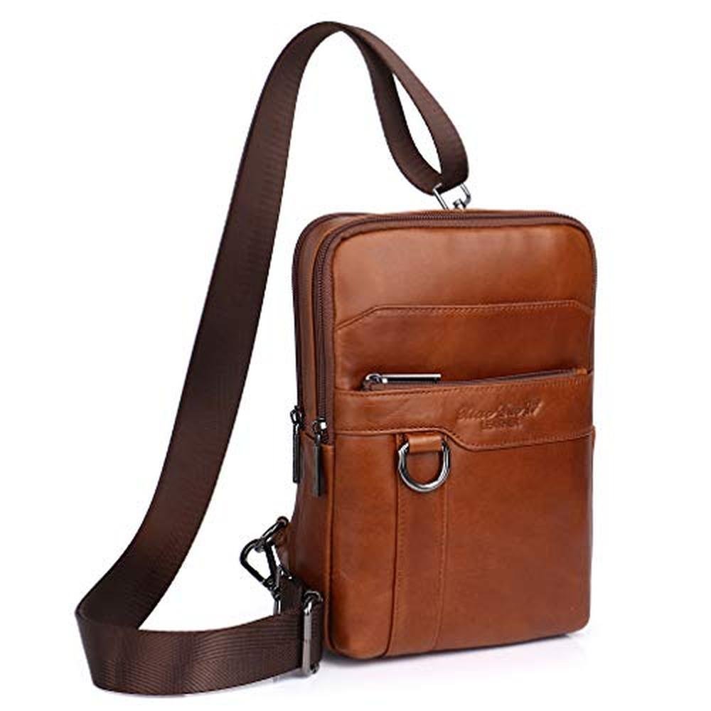 Hebetag Leather: Hebetag Shoulder Bag Messenger Pack – Close-up Detail