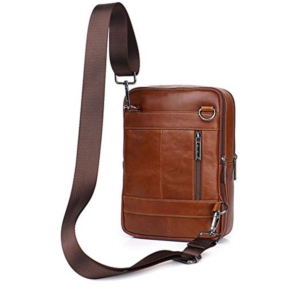Hebetag Leather: Hebetag Shoulder Bag Messenger Pack – In Use