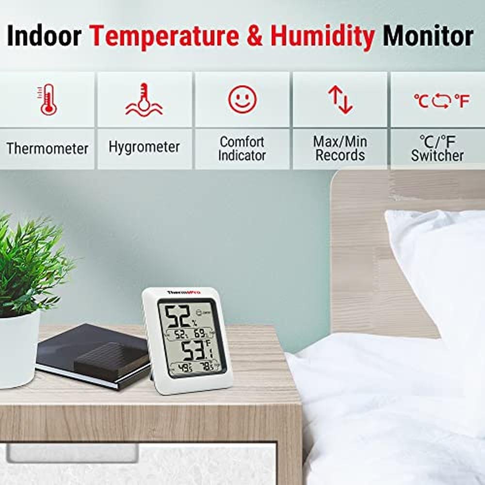ThermoPro TP50 2 Pieces Digital Hygrometer Indoor – Side View
