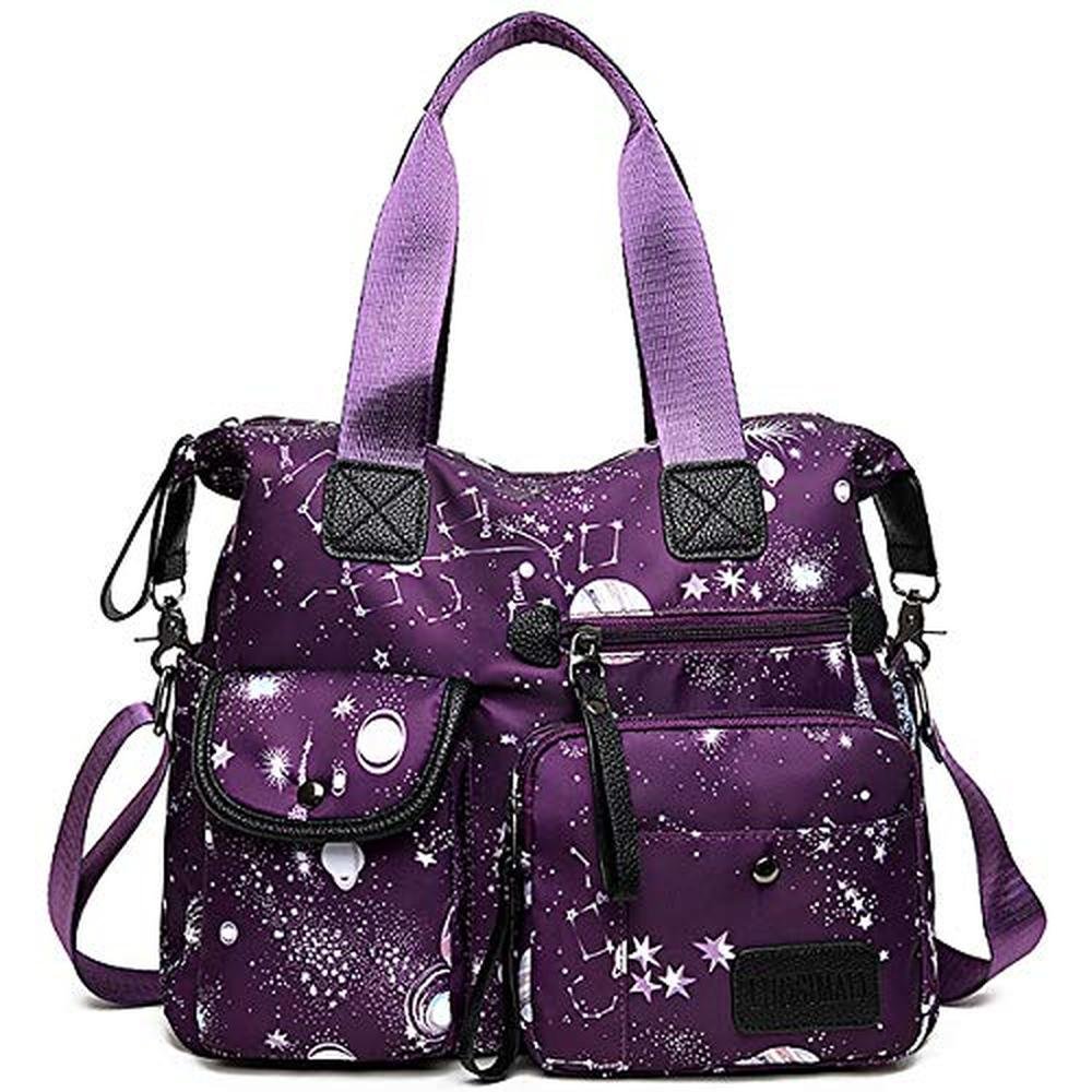 Bag Women: Premium Nylon Tote Handbag with Multiple Pockets – Front View